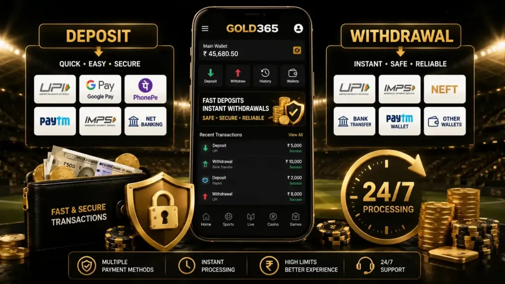 Gold365 Deposit and Withdrawal